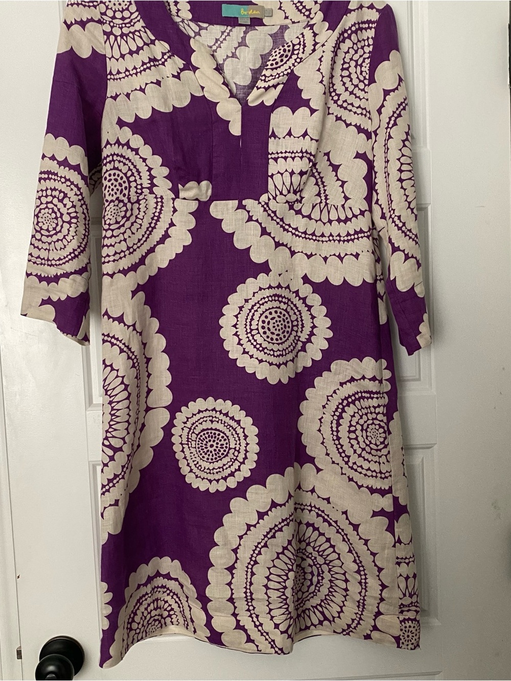 Purple & Cream Printed Tunic Dress - Picture 2 of 7
